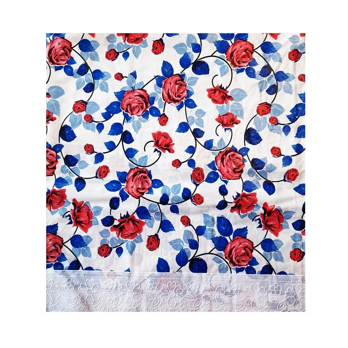 سفره پلاستیکی سایز102×76 گلدار برگ آبی(6 نفره)