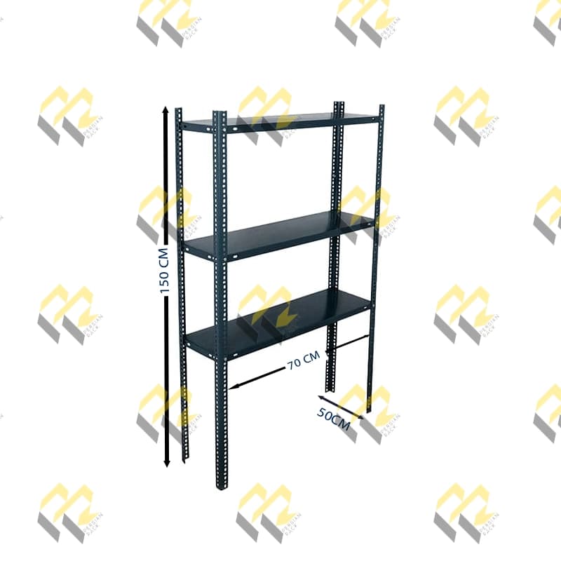 قفسه پیچ و مهره ای انباری سه طبقه سایز 70*50 ارتفاع 150 CM