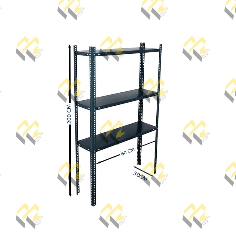 قفسه پیچ و مهره ای انباری سه طبقه سایز 60*50 ارتفاع 200 CM