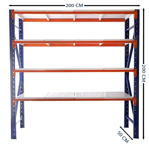 قفسه ایزی راک (راک نیمه سنگین) 4 طبقه، ارتفاع 2 متر، طول بازو 2 متر، عمق 50
