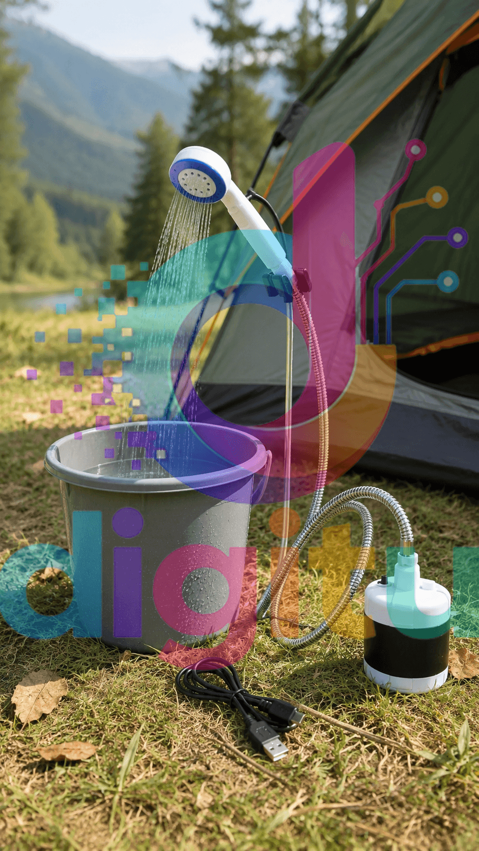 دوش مسافرتی شارژی و پمپ آب کمپینگ مدل Portable Shower (مخزن‌دار نیست – پمپی) — تصویر ۵