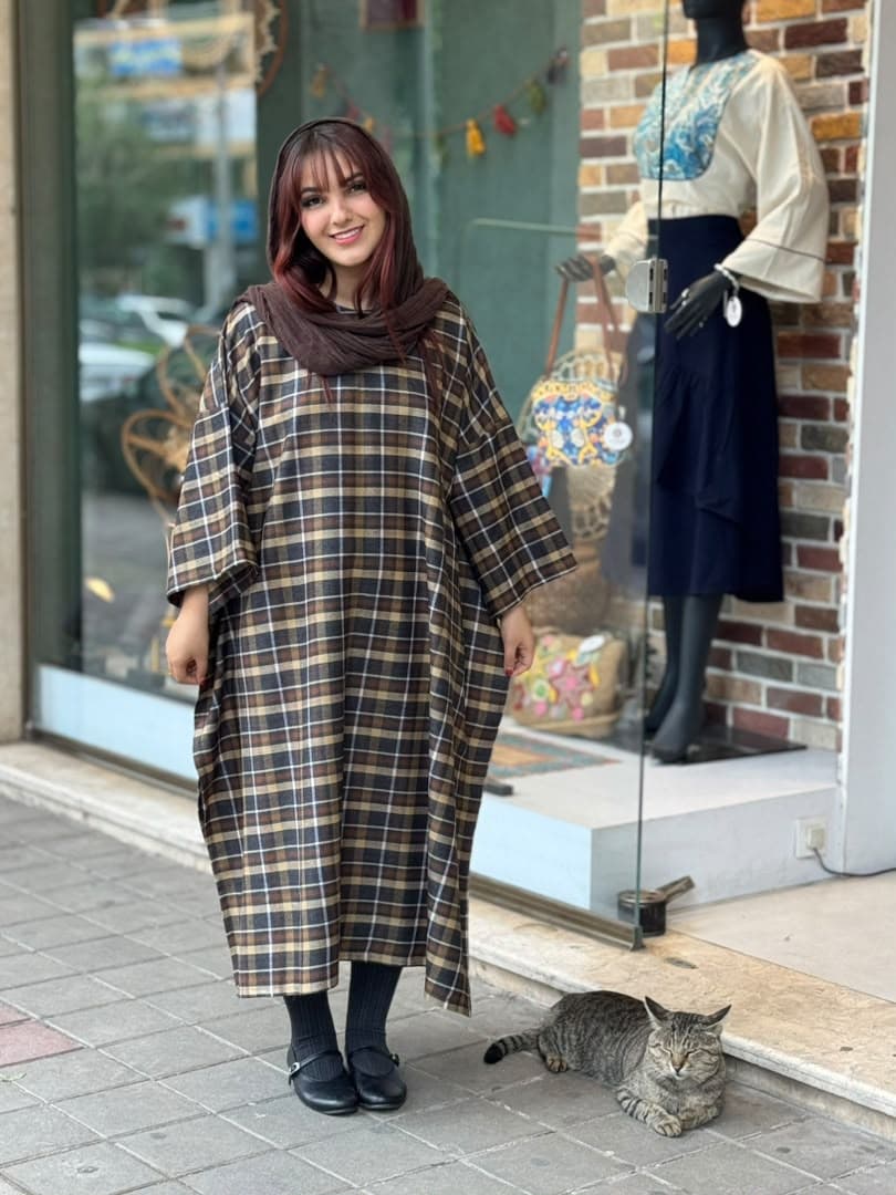 پانچ چهارخونه قهوه ای نسکافه ای مشکی