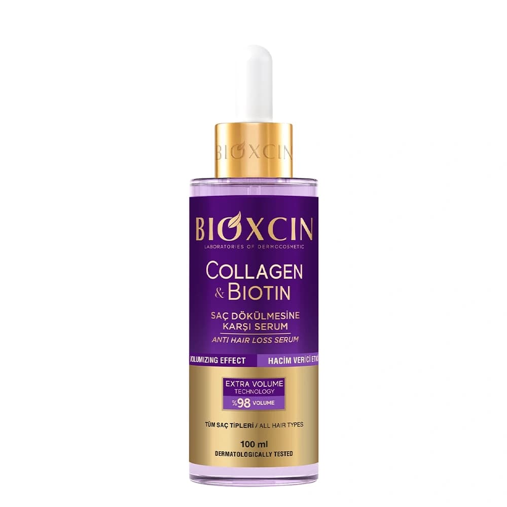 سرم مو حجم‌دهنده و ضدریزش بیوکسین مدل COLLAGEN & BIOTIN حجم 100 میلی‌لیتر
