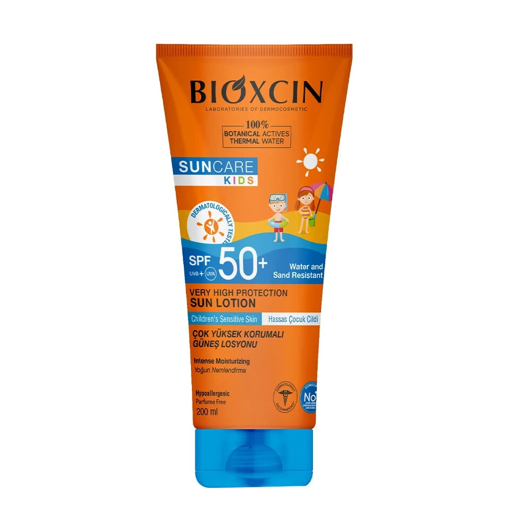 لوسیون ضدآفتاب بدن کودک بیوکسین +SPF50 حجم 200 میلیلیتر