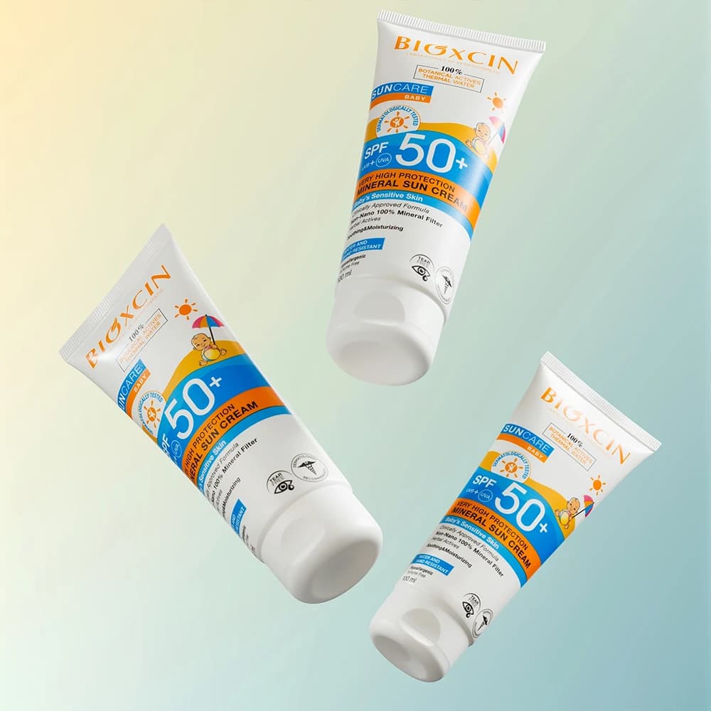 کرم ضدآفتاب مینرال بیوکسین +SPF50 مناسب پوست حساس نوزاد و کودک حجم 100 میلی‌لیتر — تصویر ۷