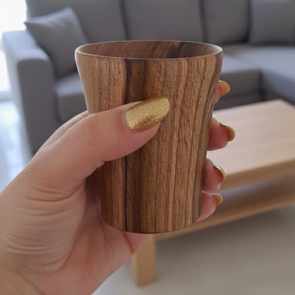 لیوان چوبی مخروطی سایز متوسط از چوب گردو — تصویر ۵