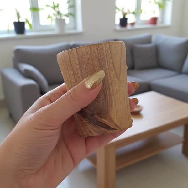 لیوان چوبی مخروطی سایز متوسط از چوب گردو — تصویر ۴
