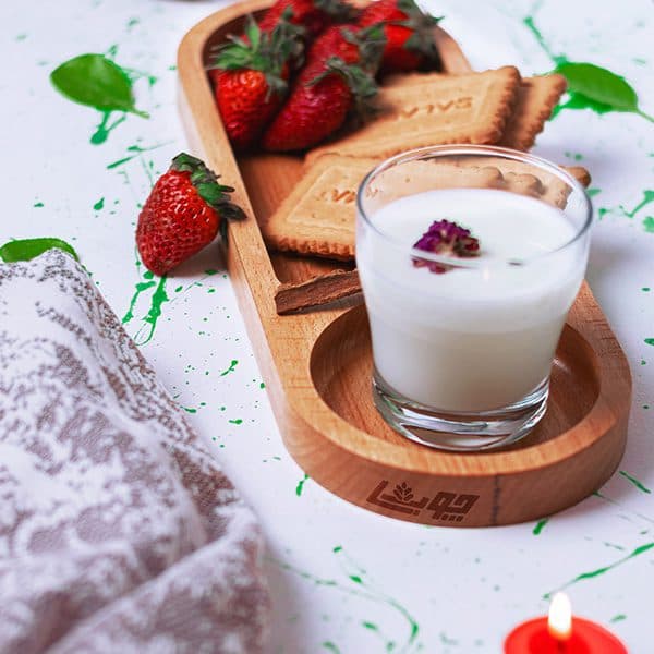 سینی پذیرایی چوبی بیضی با جای لیوان — تصویر ۷