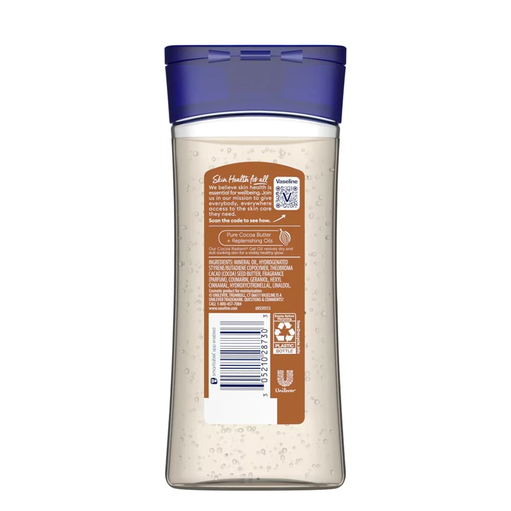 روغن بدن ژلهای وازلین مدل cocoa radiant رایحه کاکائو حجم 200 میلیلیتر — تصویر ۳