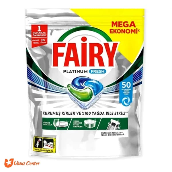 قرص ماشین ظرفشویی فیری مدل Platinum Fresh بسته 50 عددی — تصویر ۳