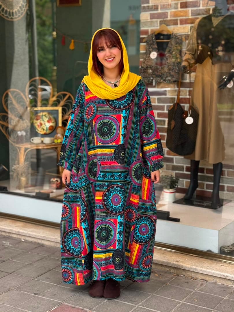 پیراهن آیگل آبی فیروزه ای طرحدار گرد