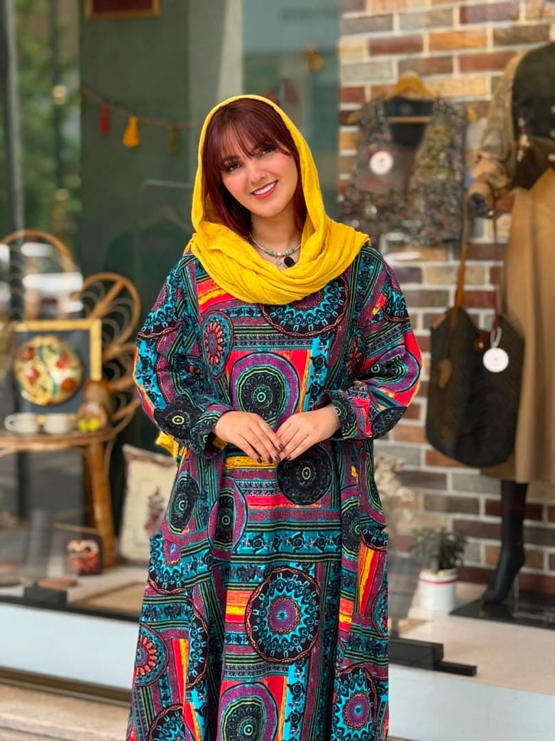 پیراهن آیگل آبی فیروزه ای طرحدار گرد — تصویر ۲