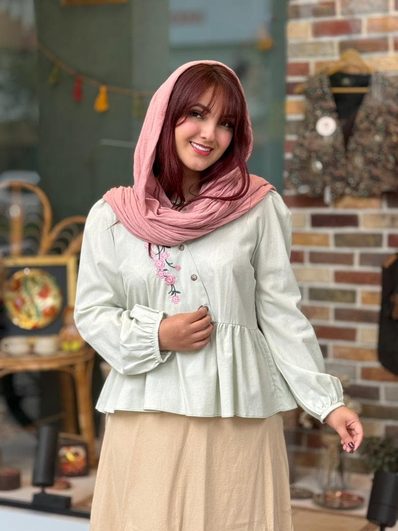 شومیز پیچک سبز پاستلی روشن