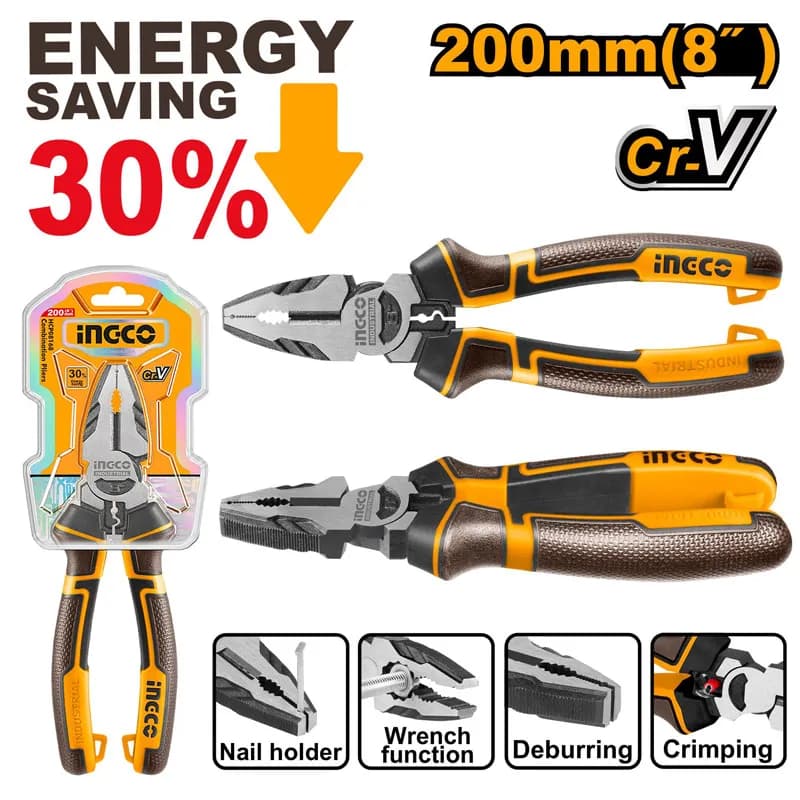 انبر دست 8 اینچ صنعتی حرفه ای اینکو مدل HHCP28200 — تصویر ۳
