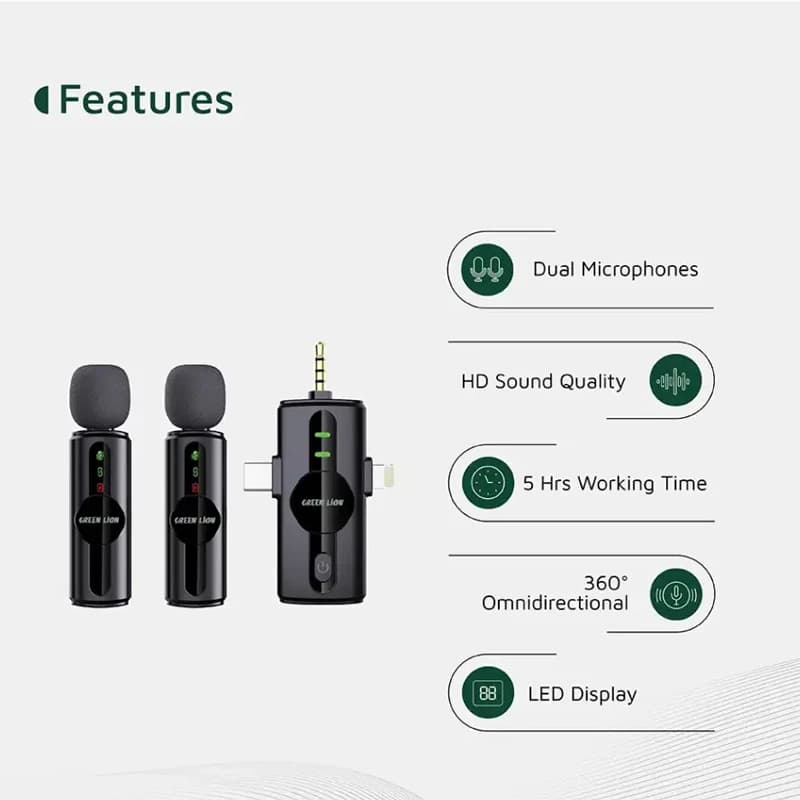 میکروفون یقه ای گرین لاین مدل GM-80X دو کاربره وایرلس — تصویر ۷