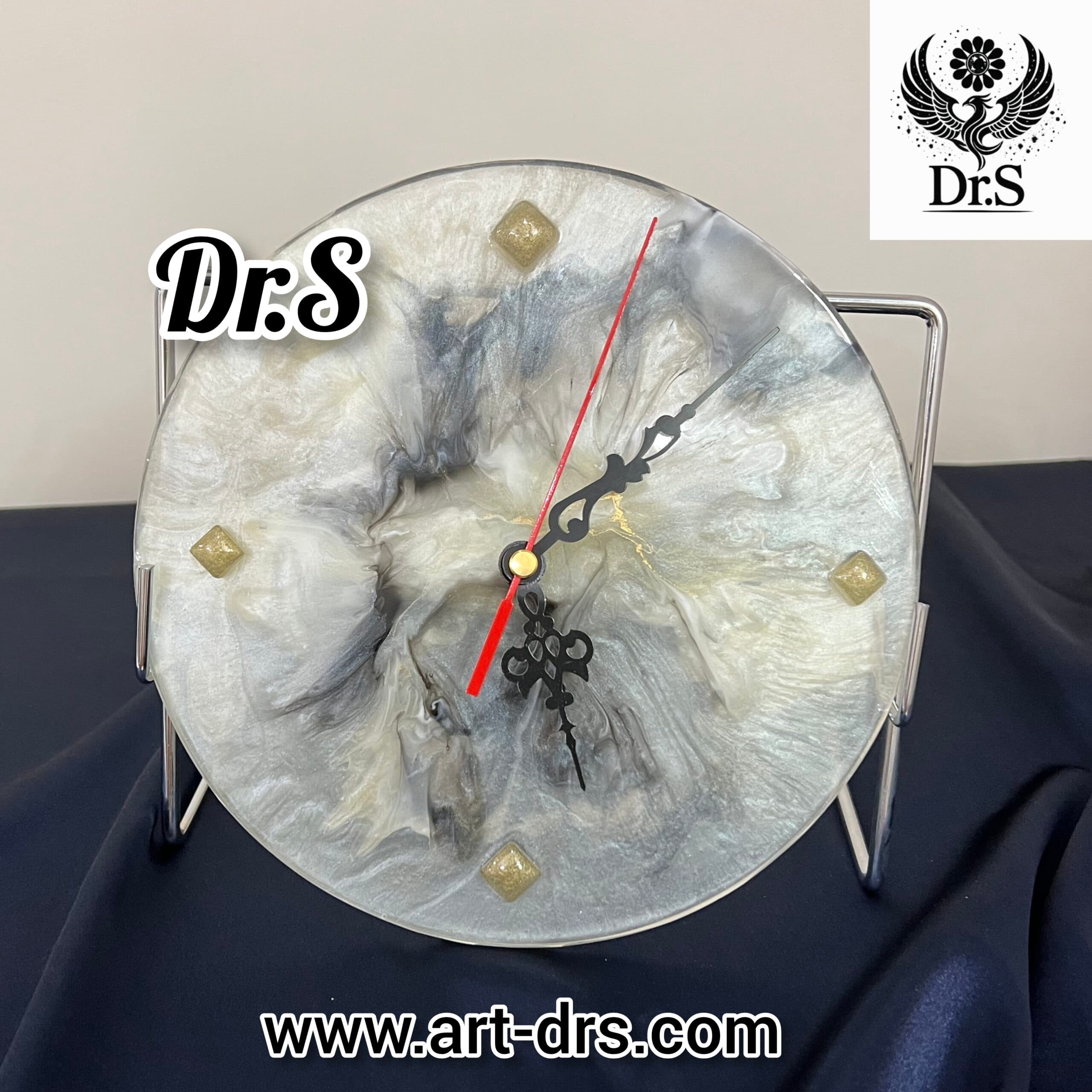 ساعت دیواری رزینی طرح مرمر لوکس
