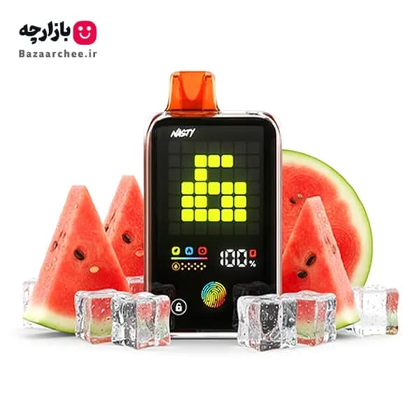 ویپ پاد یکبار مصرف نستی هندوانه یخ 22000 پاف + صفحه نمایش حرفه‌ای و لمسی | Nasty Bar D22Ki DOUBLE WATERMELON