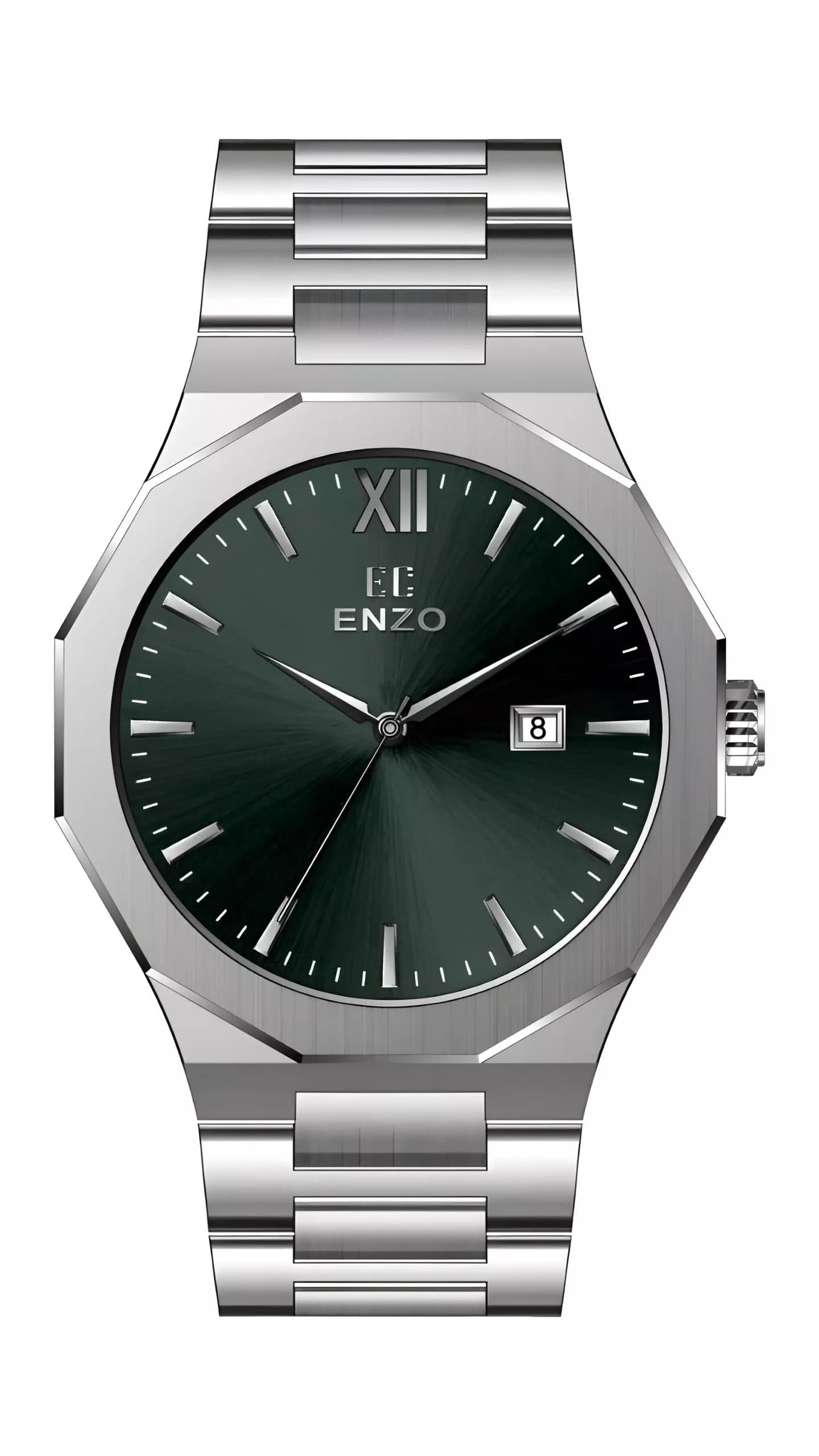 ساعت مردانه انزو استیل سیلور صفحه سبز مدل EC-608AGG