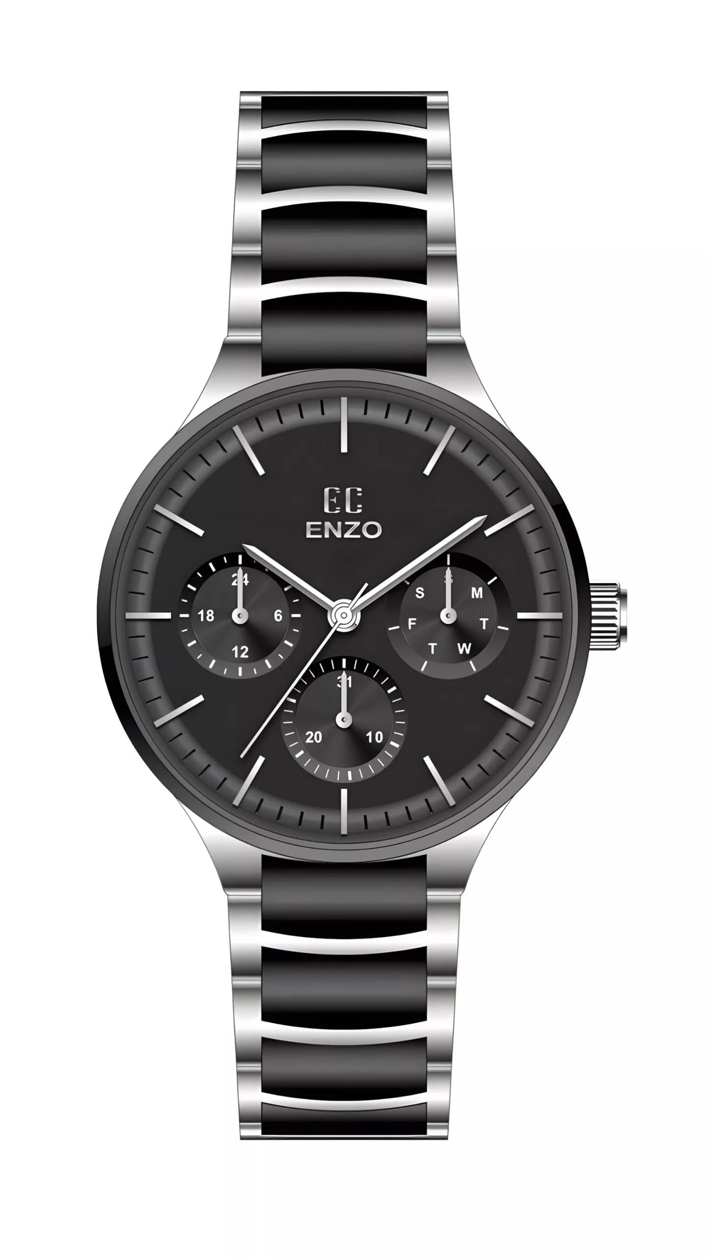 ساعت مردانه انزو استیل سیلور مشکی مدل EC-2188ABG