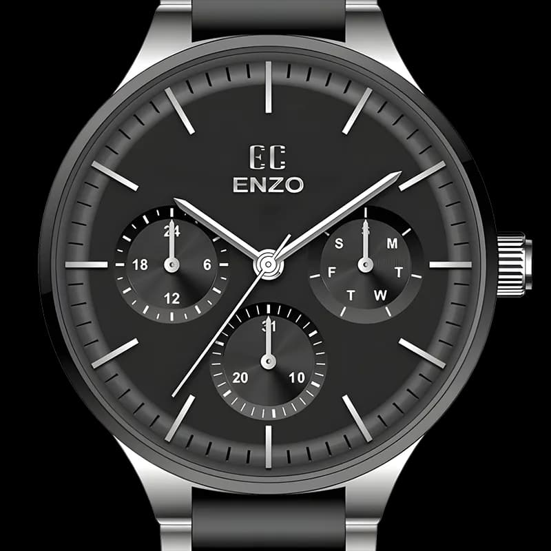 ساعت مردانه انزو استیل سیلور مشکی مدل EC-2188ABG — تصویر ۳