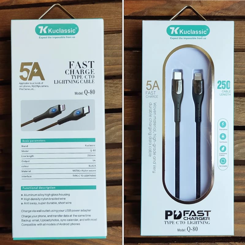 کابل تبدیل USB-C به لایتنینگ کوکلاسیک مدل Q-80 طول 1 متر