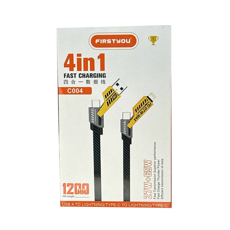کابل تبدیل همه کاره USB به لایتنینگ ، microUSB، USB-C فرست یو مدل C004 طول 120 سانتیمتر — تصویر ۲