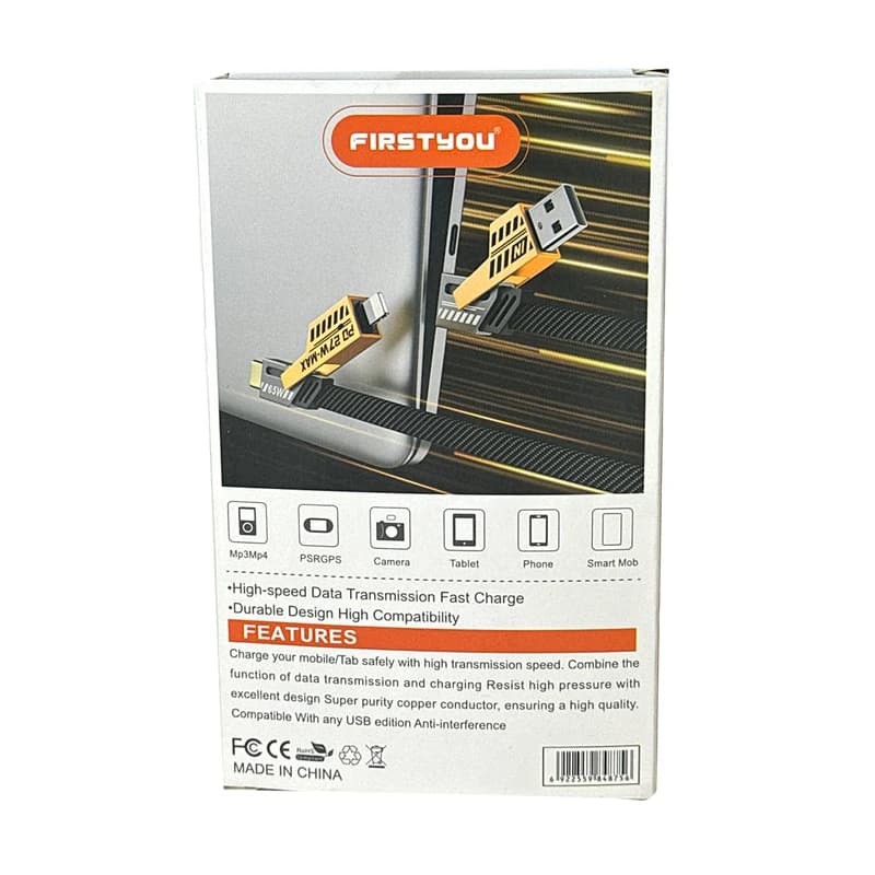 کابل تبدیل همه کاره USB به لایتنینگ ، microUSB، USB-C فرست یو مدل C004 طول 120 سانتیمتر — تصویر ۳