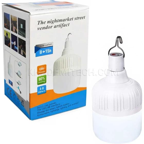 چراغ اضطراری آویز شارژی 100 وات LED با نور مهتابی و حالت SOS