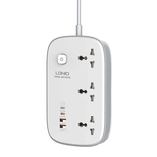 چندراهی برق الدینیو مدل SC3416 با 3 پریز و 4 پورت USB توان 65 وات