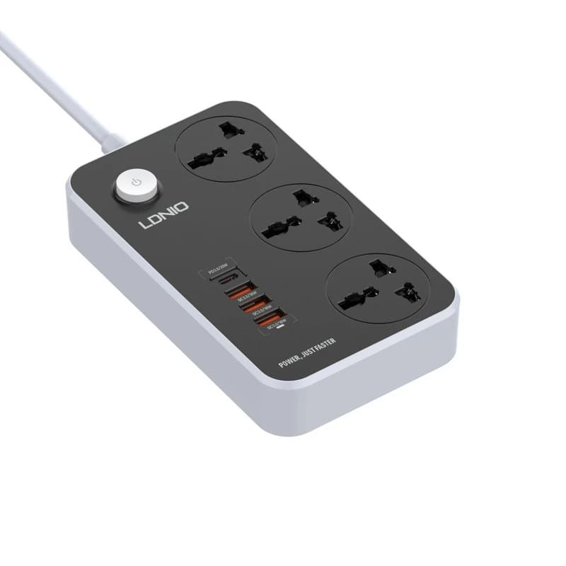 چندراهی برق الدینیو مدل SC3412 با 3 پریز و 4 پورت USB توان 38 وات