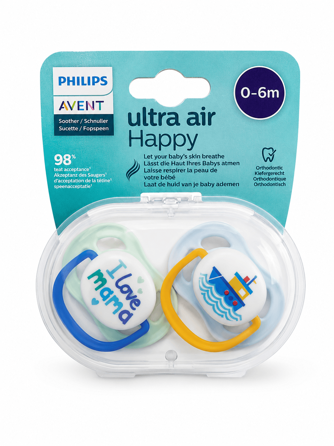 پستانک فیلیپس اونت Philips Avent Ultra Air Happy دو عددی ۰ تا ۶ ماه
