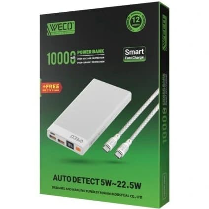 پاوربانک ویکو مدل WE-101 ظرفیت 10000 میلی‌آمپرساعت با شارژ سریع 20 وات — تصویر ۲