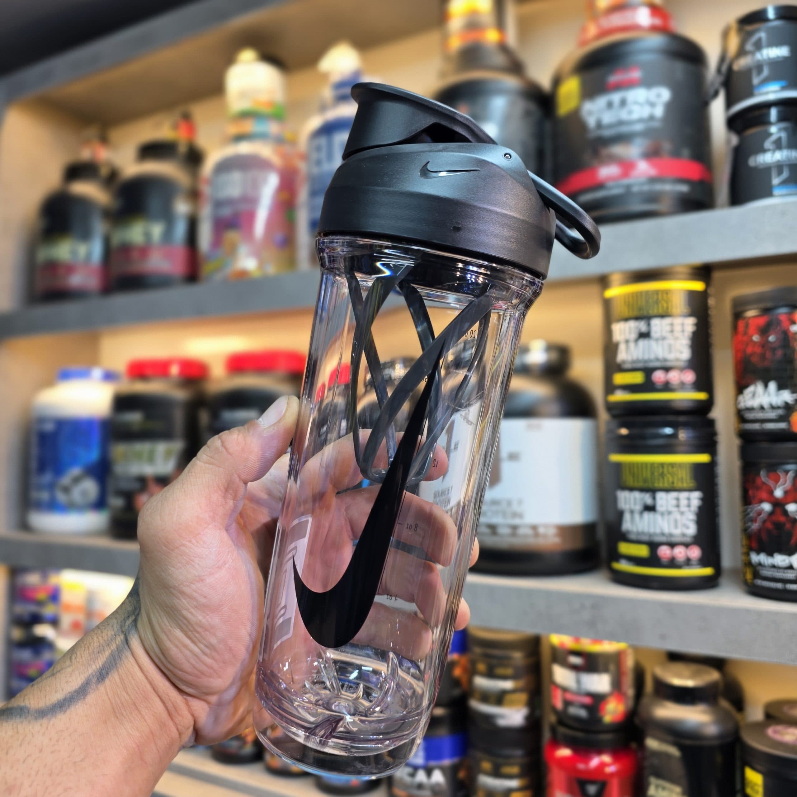 قمقمه نایک اورجینال Nike TR Recharge Shaker Bottle 24 oz Clear/Black/Black