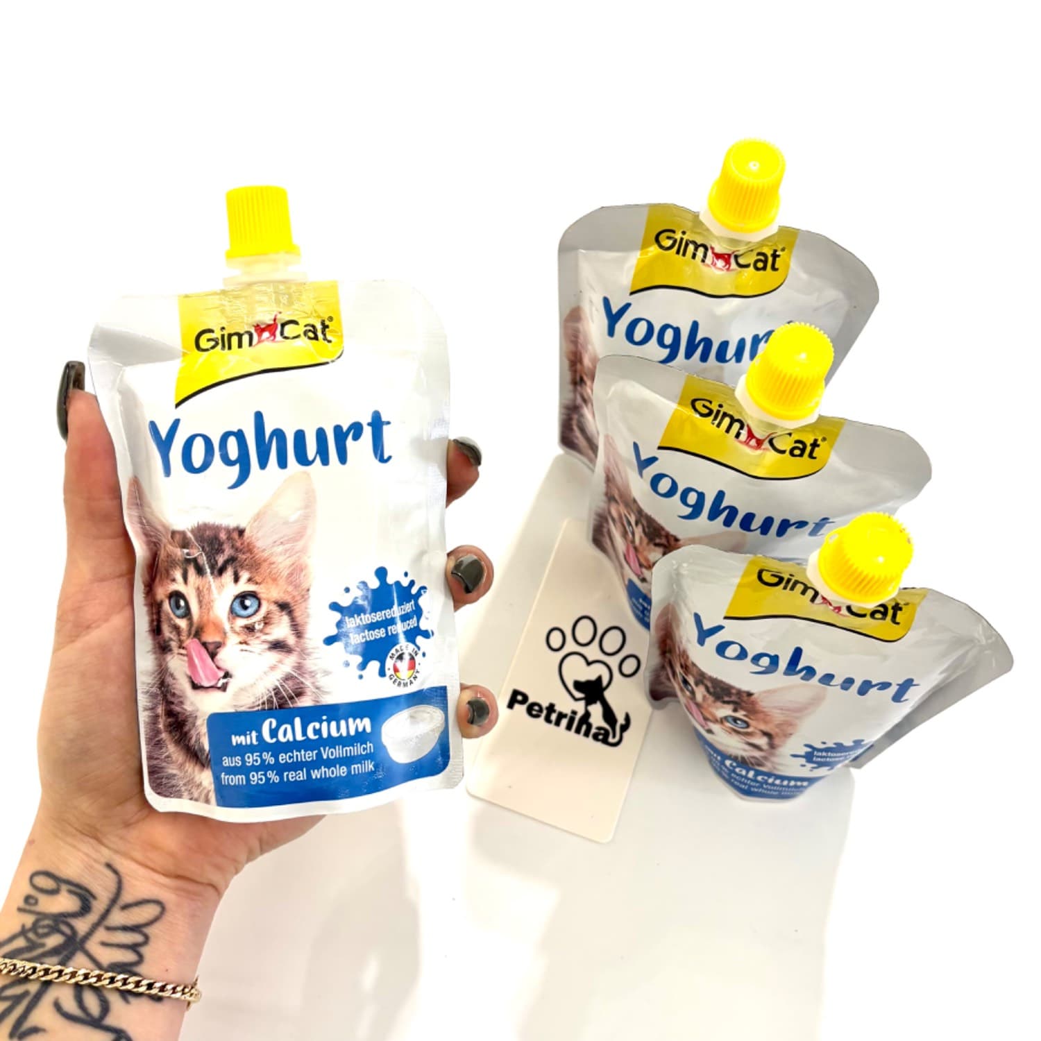 ماست گربه جیم کت GimCat Yoghurt | غنی شده با کلسیم طبیعی 95% شیر | 150 گرم