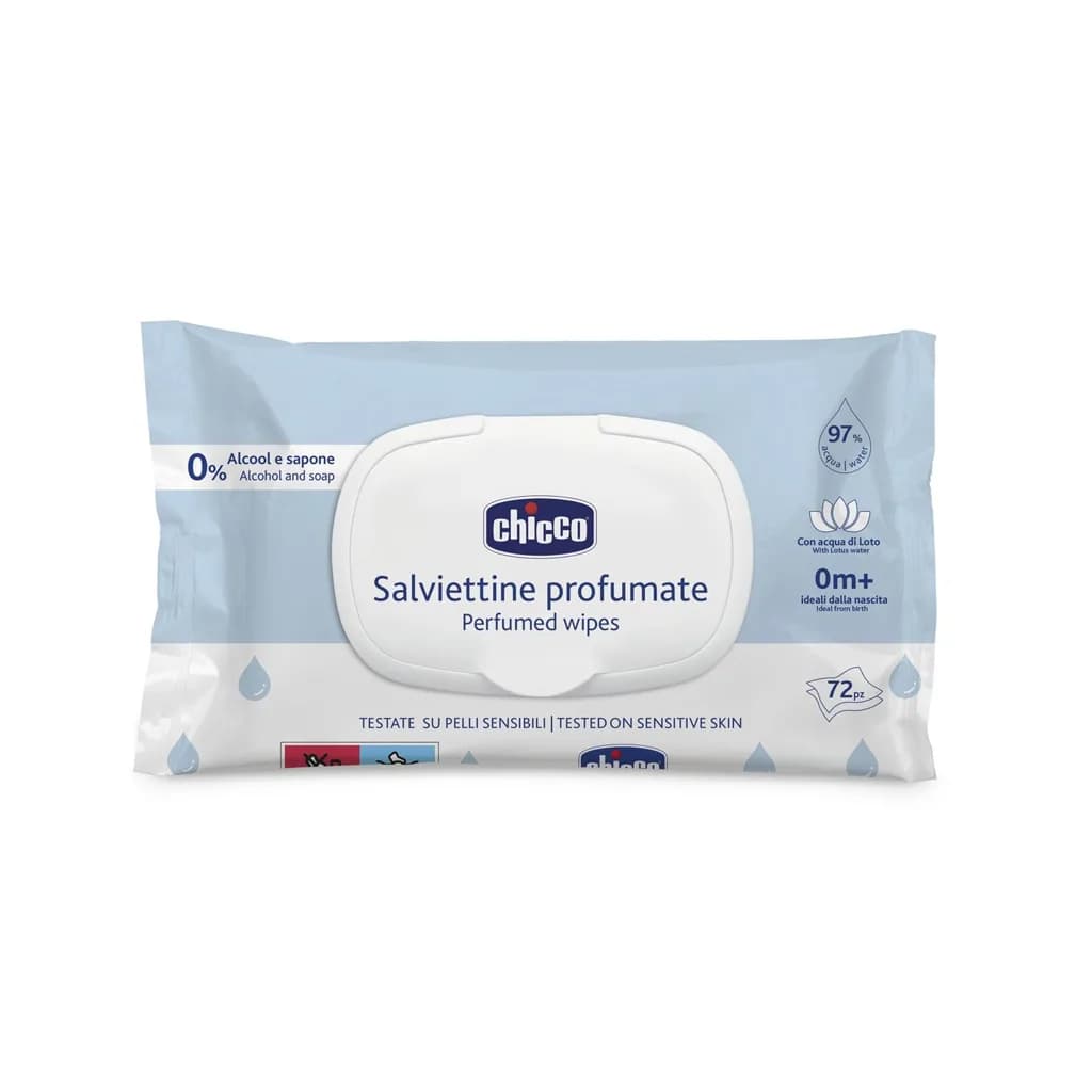 دستمال مرطوب 97% آب 72عددی salviettine درب دار چیکو chicco