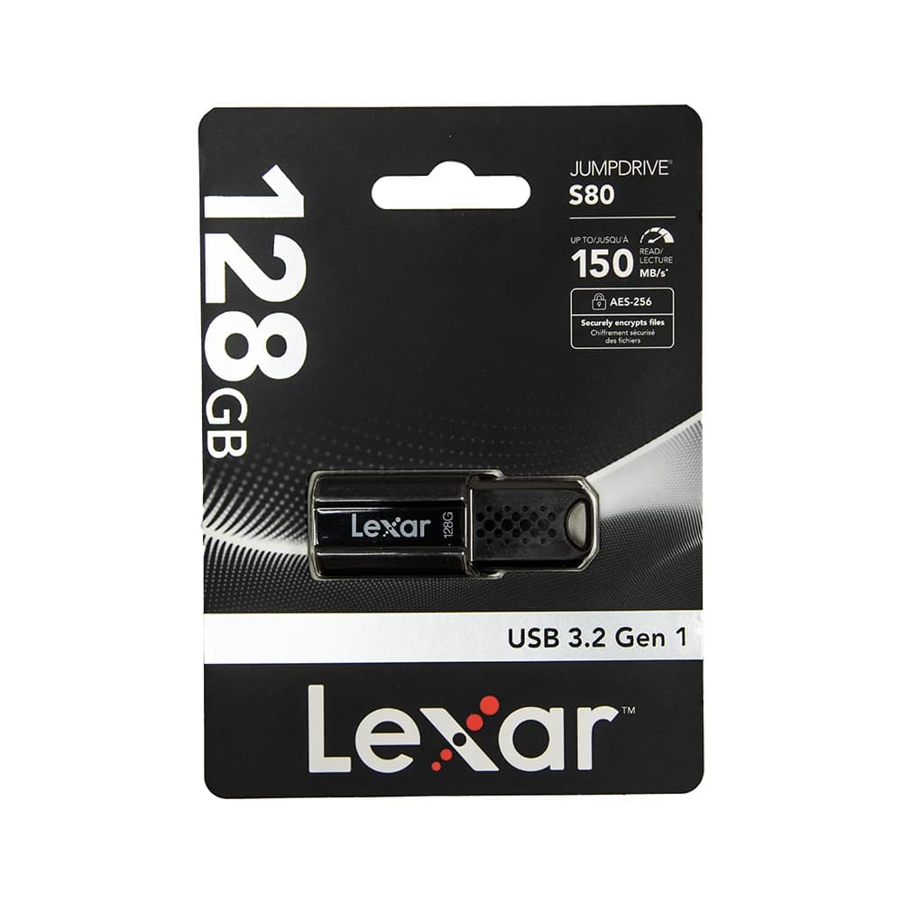 فلش مموری حرفه‌ای لکسار S80 ظرفیت 128 گیگابایت با سرعت USB 3.2 | طراحی کشویی و مقاوم — تصویر ۲
