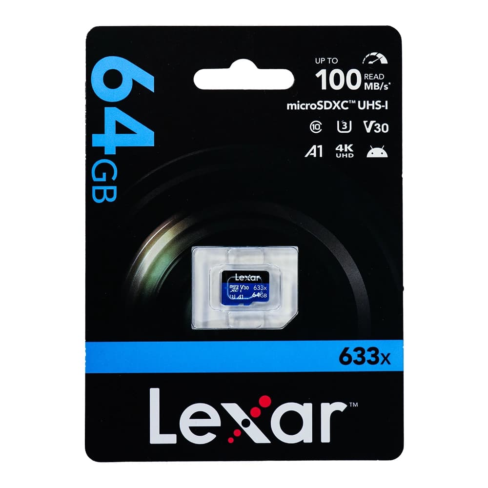 کارت حافظه لکسار (Lexar) مدل 633x microSDXC UHS-I ظرفیت 64 گیگابایت (V30, U3, A1) — تصویر ۲