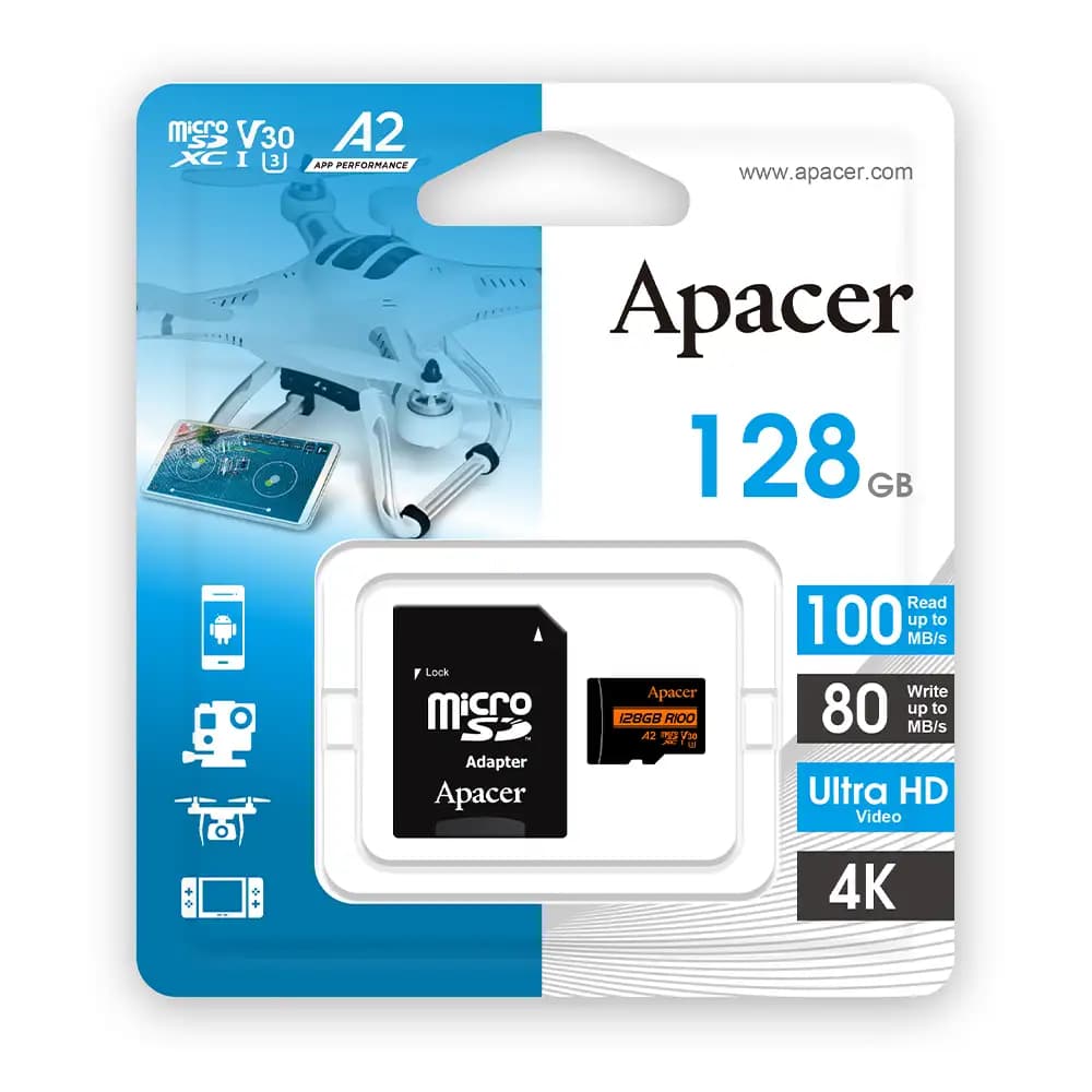 کارت حافظه ظرفیت 128 گیگابایت | اپیسر مدل Apacer microSDXC/SDHC UHS-I U3 V30 A2