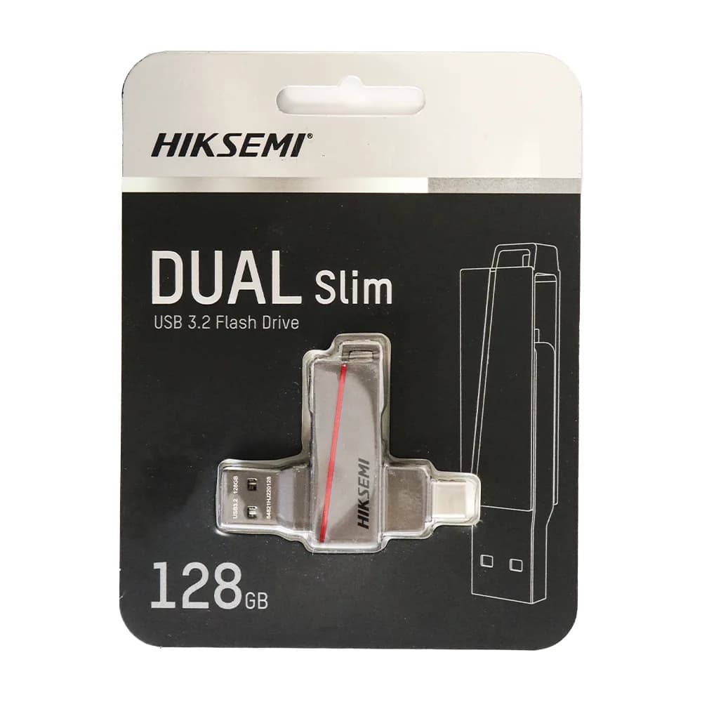 فلش مموری دو سر هایکسمی (Hiksemi) مدل Dual Slim E307C ظرفیت 128 گیگابایت رابط USB 3.2 و Type-C — تصویر ۲