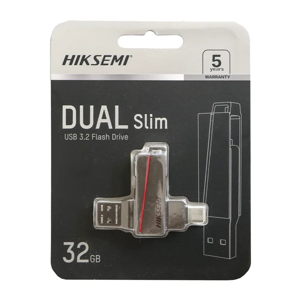 فلش مموری دو سر هایک‌سمی (Hiksemi) مدل Dual Slim E307C ظرفیت 32 گیگابایت رابط USB 3.2 و Type-C — تصویر ۲
