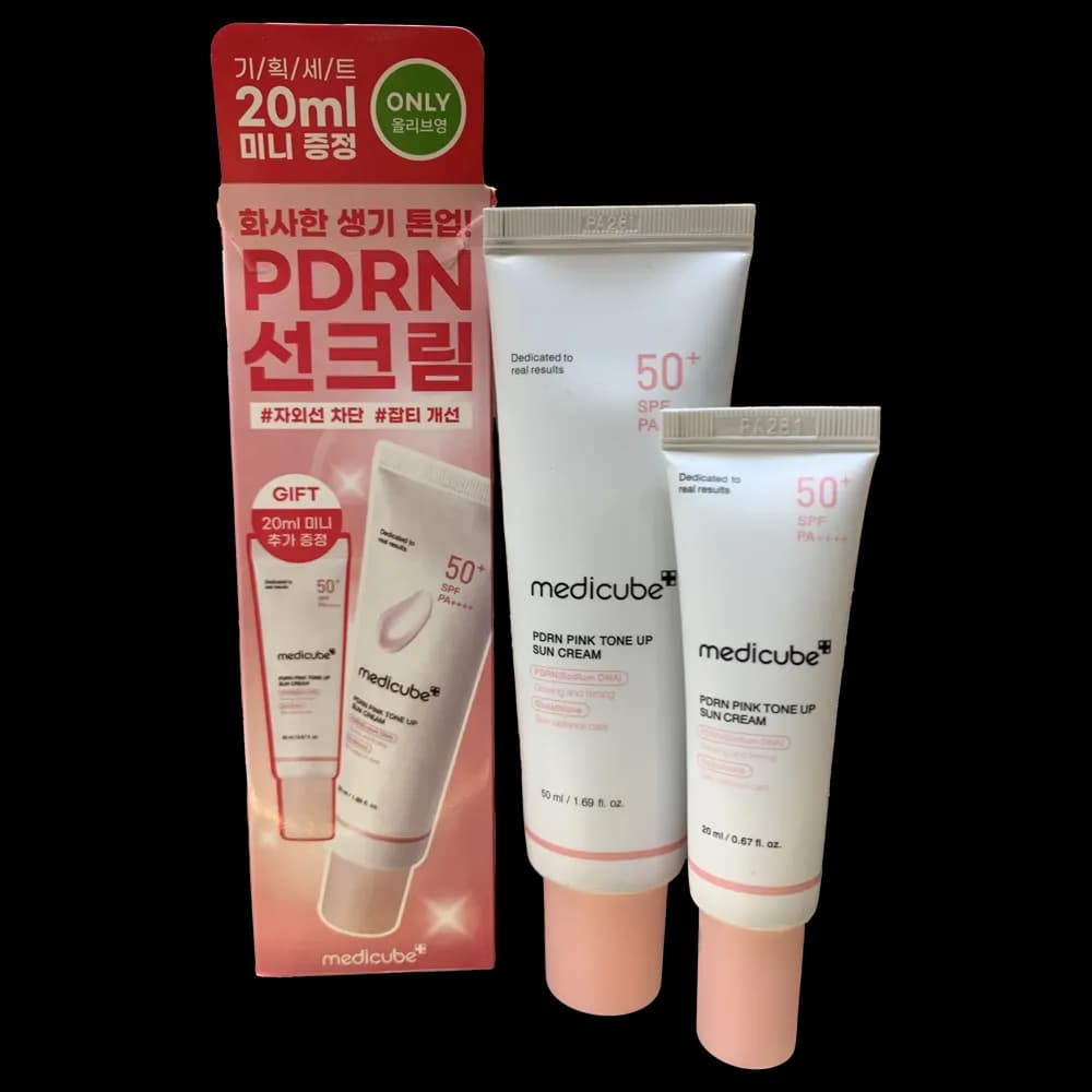 کرم ضد آفتاب تون آپ صورتی مدیکیوب مدل PDRN Pink Tone Up حجم 50 میلی لیتر