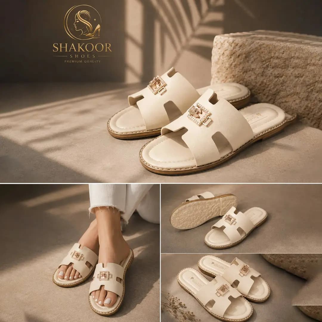 صندل زنانه تخت مدل هرمس یراق CHANEL کد B1 — تصویر ۳