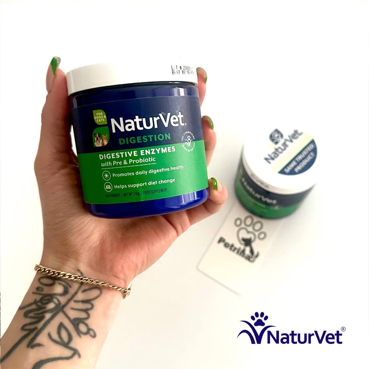 پروبیوتیک سگ و گربه NaturVet آمریکایی (100% طبیعی) | کاهش نفخ، دل درد، اسهال و ناراحتیهای گوارشی | پودری 114 گرم | NaturVet® Digestive Enzymes
