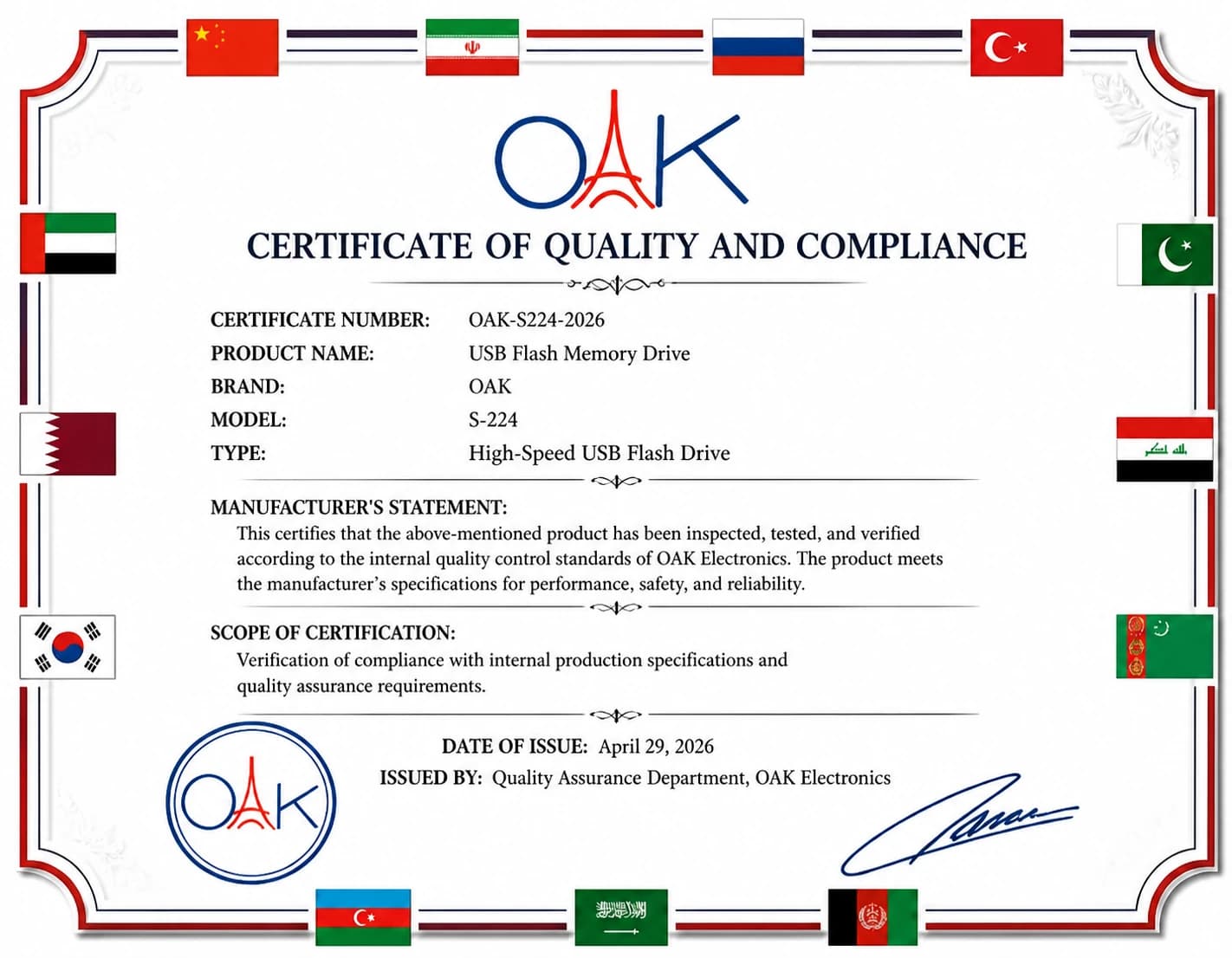 فلش مموری FLASH OAK S-244 ظرفیت 32 گیگابایت USB 2.0 | بدنه شیک و مقاوم — تصویر ۴