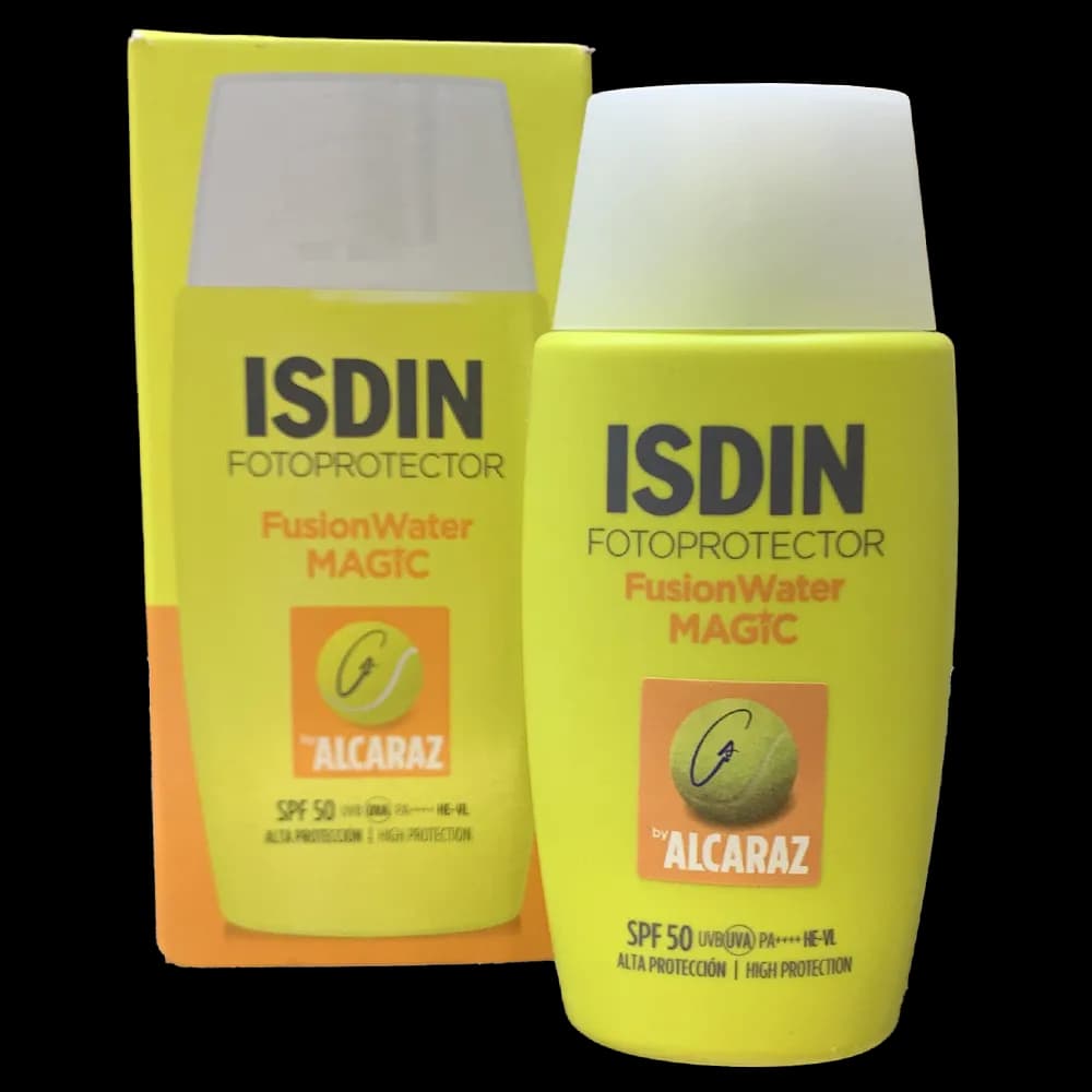 فلوئید ضد آفتاب بی رنگ ایزدین مدل Fusion Water Magic Alcaraz با SPF 50 حجم 50 میلی لیتر