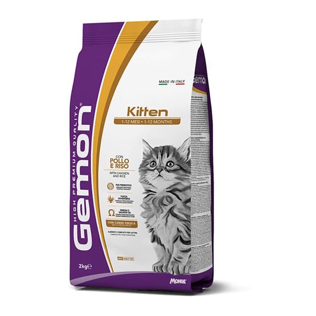 غذای بچه گربه مونژه Gemon | مرغ و برنج | مناسب رشد 1-12 ماه | 2 کیلو — تصویر ۲