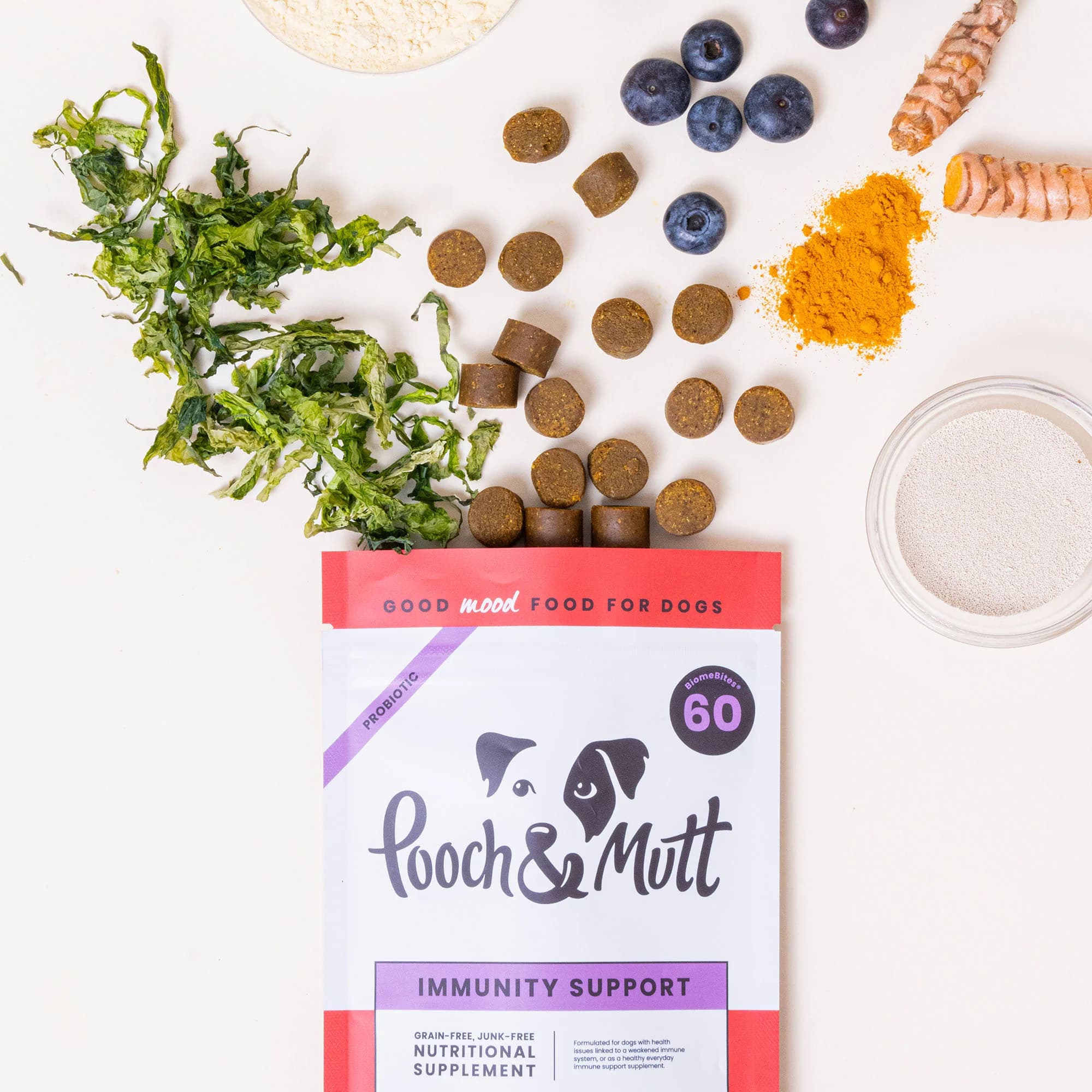 مکمل طبیعی تقویت سیستم ایمنی – گوارش سگ Pooch&Mutt | (60عدد) | Immunity Support — تصویر ۲