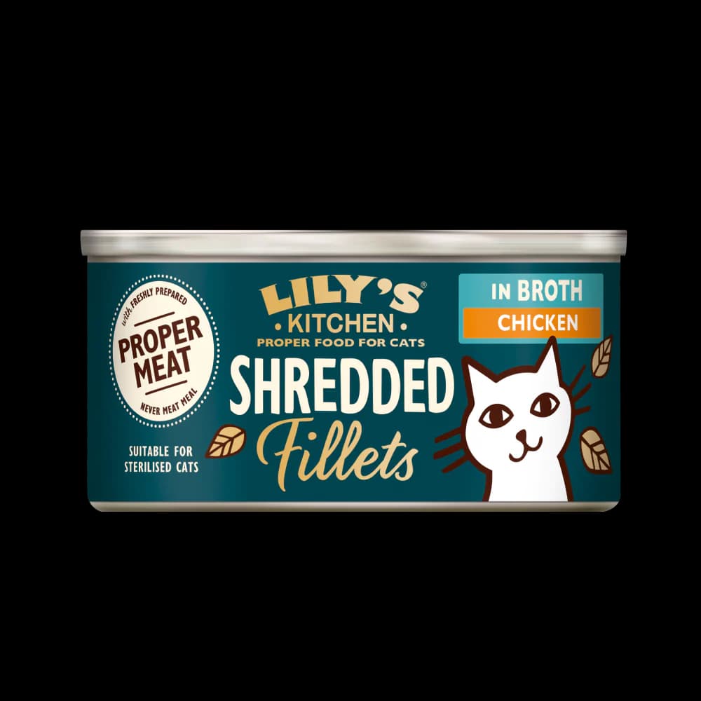 کنسرو گربه عقیم شده Lily’s Kitchen | فیله خرد شده مرغ در آبگوشت | طبیعی و بدون غلات (70 گرم) Lily’s Kitchen Shredded Fillets — تصویر ۳