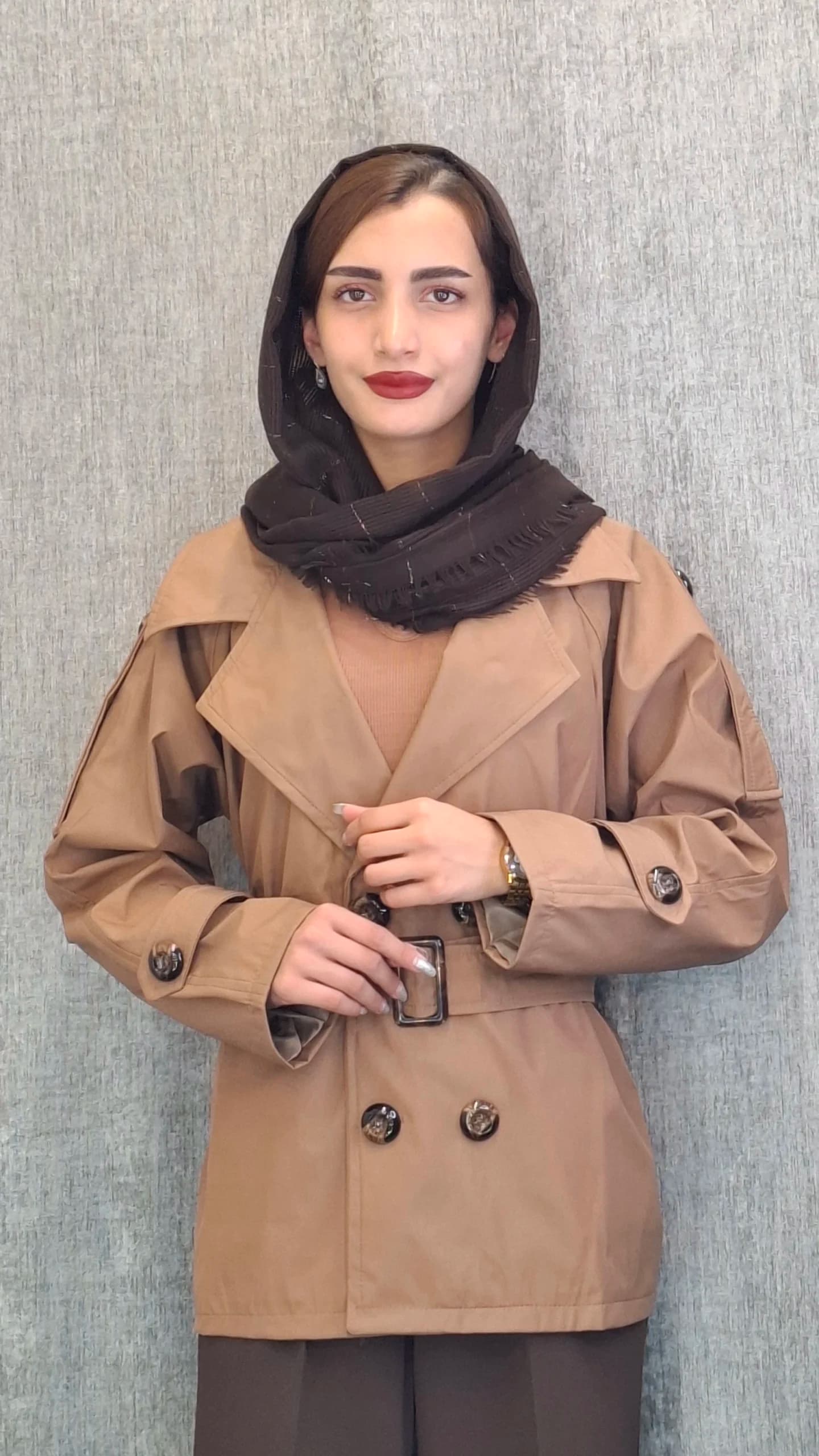 مانتو بارونی سانتانا کمردار(زنانه) — تصویر ۵