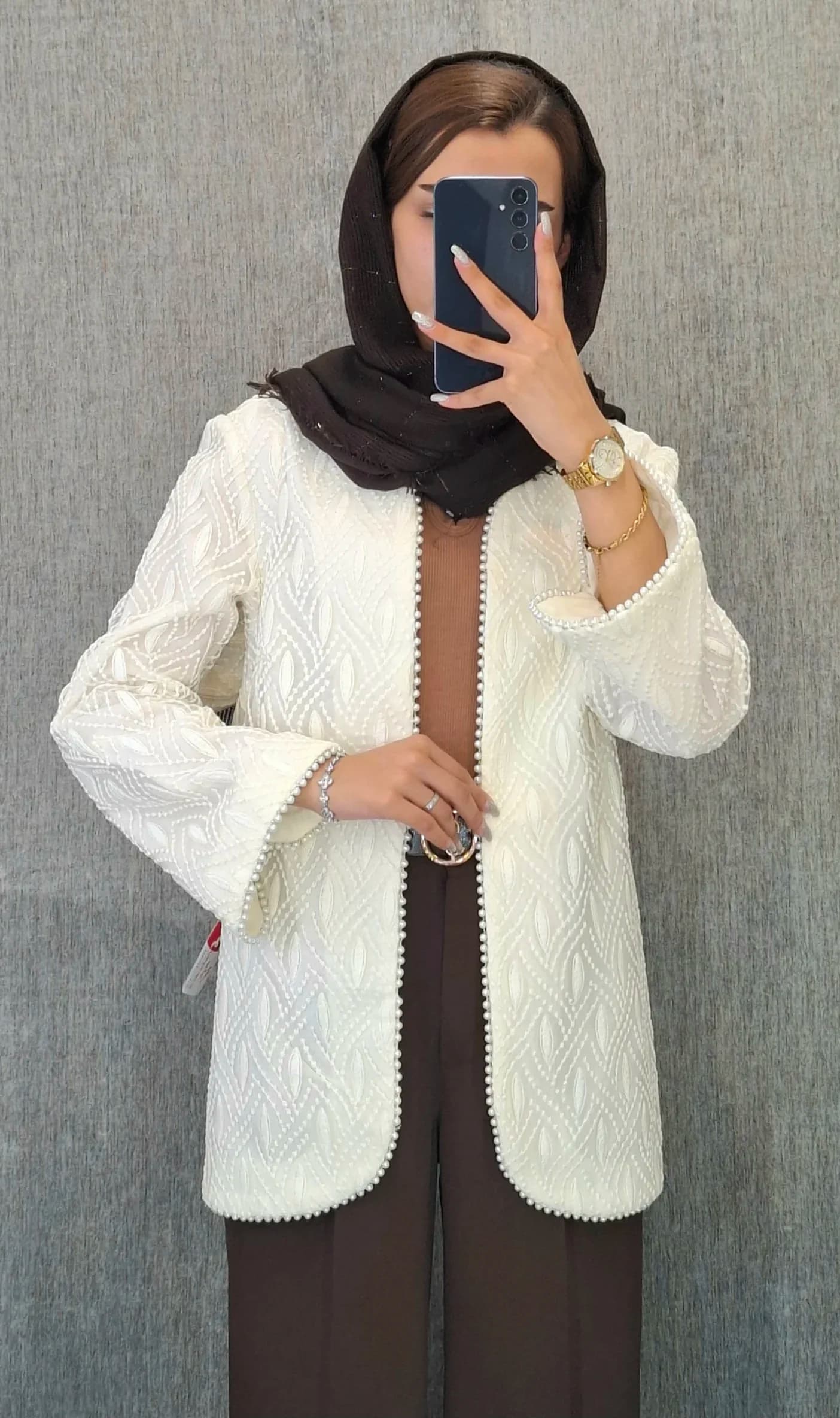 مانتو کت سفید مرواریدی(زنانه) — تصویر ۲